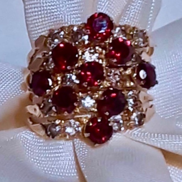 Jewelry - SOLD   HP! Rare Antique Harem Ring 14K Yellow Gold Garnet & Sapphire 5 Band